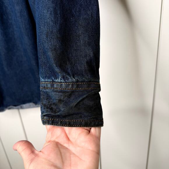 Black Stallion FR Denim Work Shirt Medium Snap Front Utility - Picture 13 of 16